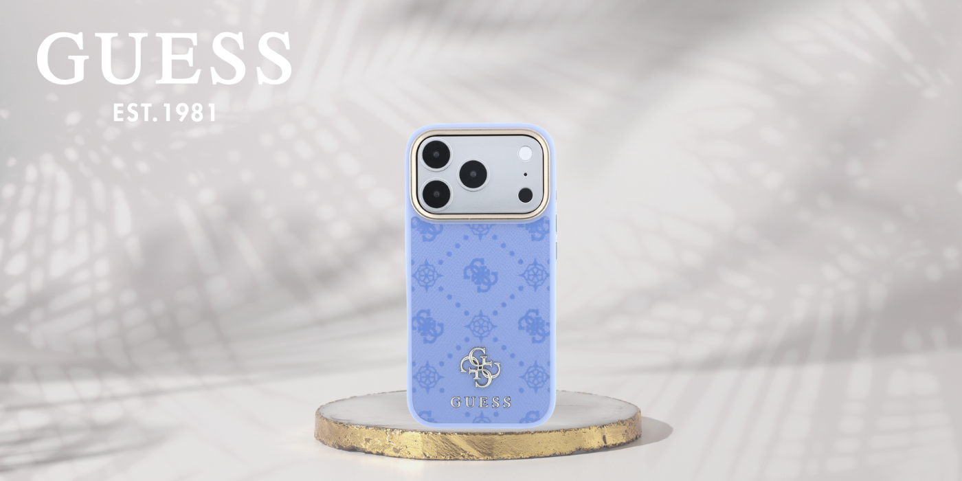 Guess Peony 4G Small Logo MagSafe dėklas, skirtas iPhone 18 Pro Max / 17 Pro Max, šviesiai mėlynas aprašymas - Prekės nuotrauka
