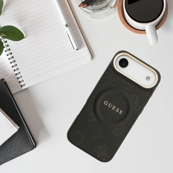 Dėklas Guess Peony Hot Stamp MagSafe Case for iPhone Air - Juodas aprašymas - Prekės nuotrauka
