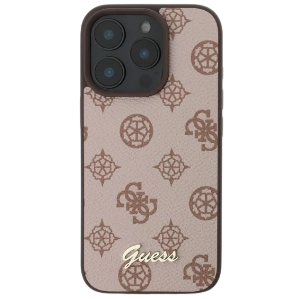 Guess Peony Script MagSafe Apple iPhone 16 - dėklas telefonui rudos spalvos aprašymas - Prekės nuotrauka
