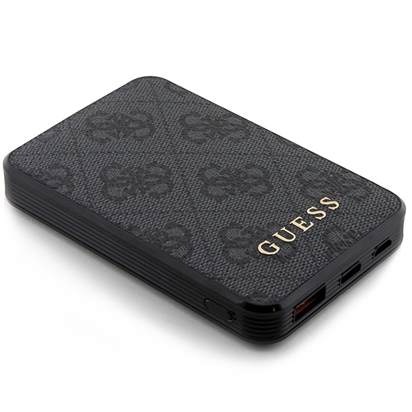 Guess Powerbank 15W GUPB5LP4GEGK 5000mAh juodos spalvos 4G odinis metalinis logotipas aprašymas - Prekės nuotrauka Guess Powerbank 15W GUPB5LP4GEGK 5000mAh juodos spalvos 4G odinis metalinis logotipas aprašymas - Prekės nuotrauka