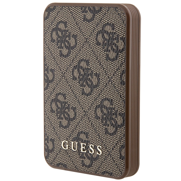 Guess Powerbank 15W GUPB5LP4GEGW 5000mAh rudos 4G Leather Metal Logo aprašymas - Prekės nuotrauka
