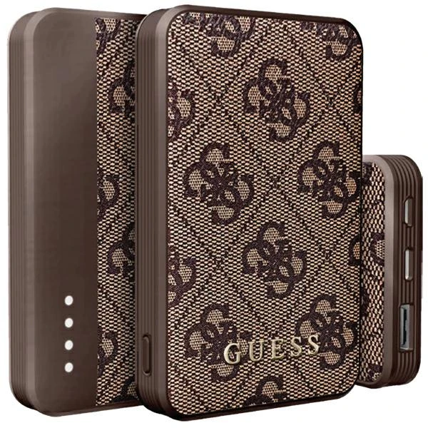 Guess Powerbank 15W GUPB5LP4GEGW 5000mAh rudos spalvos 4G odinis metalinis logotipas aprašymas - Prekės nuotrauka Guess Powerbank 15W GUPB5LP4GEGW 5000mAh rudos spalvos 4G odinis metalinis logotipas aprašymas - Prekės nuotrauka