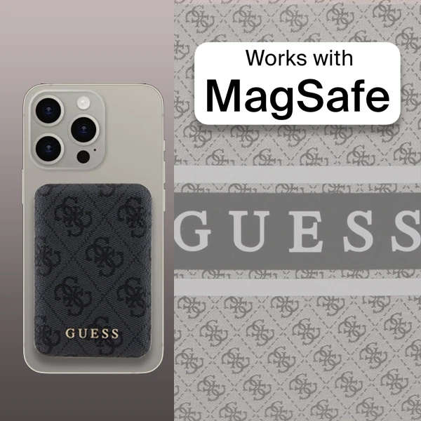 Guess Powerbank indukcinis 15W GUPB5FP4EMGK 5000mAh juodos spalvos 4G Leather Metal Logo MagSafe aprašymas - Prekės nuotrauka Guess Powerbank indukcinis 15W GUPB5FP4EMGK 5000mAh juodos spalvos 4G Leather Metal Logo MagSafe aprašymas - Prekės nuotrauka