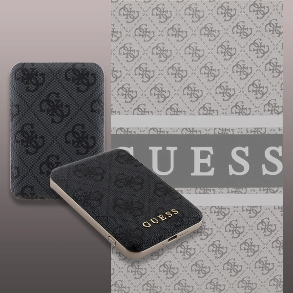 Guess Powerbank indukcinis 15W GUPB5FP4EMGK 5000mAh juodos spalvos 4G Leather Metal Logo MagSafe aprašymas - Prekės nuotrauka Guess Powerbank indukcinis 15W GUPB5FP4EMGK 5000mAh juodos spalvos 4G Leather Metal Logo MagSafe aprašymas - Prekės nuotrauka