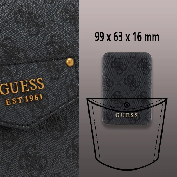 Guess Powerbank indukcinis 15W GUPB5FP4EMGK 5000mAh juodos spalvos 4G Leather Metal Logo MagSafe aprašymas - Prekės nuotrauka Guess Powerbank indukcinis 15W GUPB5FP4EMGK 5000mAh juodos spalvos 4G Leather Metal Logo MagSafe aprašymas - Prekės nuotrauka