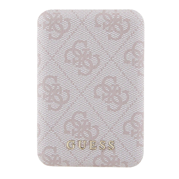 Guess Powerbank indukcinis 15W GUPB5FP4EMGP 5000mAh rožinės spalvos 4G Leather Metal Logo MagSafe aprašymas - Prekės nuotrauka Guess Powerbank indukcinis 15W GUPB5FP4EMGP 5000mAh rožinės spalvos 4G Leather Metal Logo MagSafe aprašymas - Prekės nuotrauka