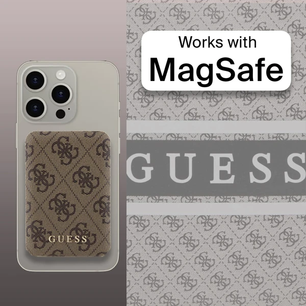 Guess Powerbank indukcinis 15W GUPB5FP4EMGW 5000mAh rudos spalvos 4G Leather Metal Logo MagSafe aprašymas - Prekės nuotrauka Guess Powerbank indukcinis 15W GUPB5FP4EMGW 5000mAh rudos spalvos 4G Leather Metal Logo MagSafe aprašymas - Prekės nuotrauka