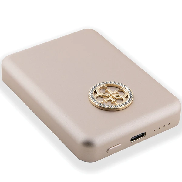 Guess Powerbank indukcinis 15W GUPBM5AL4DMD 5000mAh aukso spalvos MagSafe 4G Strassed Metal Logo aprašymas - Prekės nuotrauka Guess Powerbank indukcinis 15W GUPBM5AL4DMD 5000mAh aukso spalvos MagSafe 4G Strassed Metal Logo aprašymas - Prekės nuotrauka