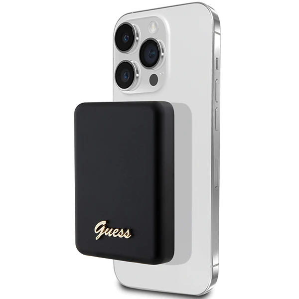 Guess Powerbank indukcinis 15W GUPBM5ALGSGK 5000mAh juodos spalvos MagSafe Metal Script Logo aprašymas - Prekės nuotrauka Guess Powerbank indukcinis 15W GUPBM5ALGSGK 5000mAh juodos spalvos MagSafe Metal Script Logo aprašymas - Prekės nuotrauka