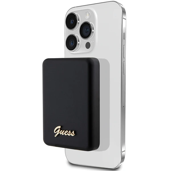 Guess Powerbank indukcinis 5W GUPBM3ALGSGK 3000mAh juodos spalvos MagSafe Metal Script Logo aprašymas - Prekės nuotrauka Guess Powerbank indukcinis 5W GUPBM3ALGSGK 3000mAh juodos spalvos MagSafe Metal Script Logo aprašymas - Prekės nuotrauka
