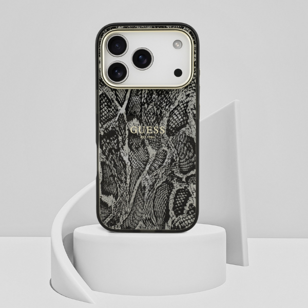 Guess Python Pattern MagSafe dėklas Apple iPhone 17 Pro juodos spalvos aprašymas - Prekės nuotrauka