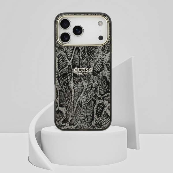 Guess Python Pattern MagSafe dėklas Apple iPhone 17 Pro Max juodos spalvos aprašymas - Prekės nuotrauka Guess Python Pattern MagSafe dėklas Apple iPhone 17 Pro Max juodos spalvos aprašymas - Prekės nuotrauka