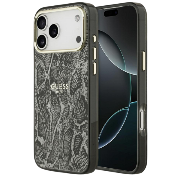 Guess Python Pattern MagSafe dėklas Apple iPhone 17 Pro Max juodos spalvos aprašymas - Prekės nuotrauka Guess Python Pattern MagSafe dėklas Apple iPhone 17 Pro Max juodos spalvos aprašymas - Prekės nuotrauka