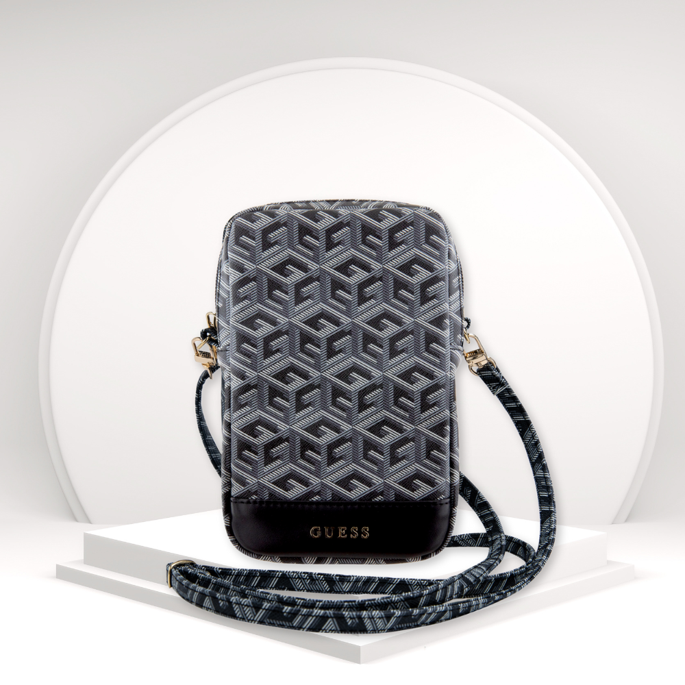 Guess rankinė GUWBZPGCSPGK juodos spalvos Zip GCube Bottom Stripe aprašymas - Prekės nuotrauka