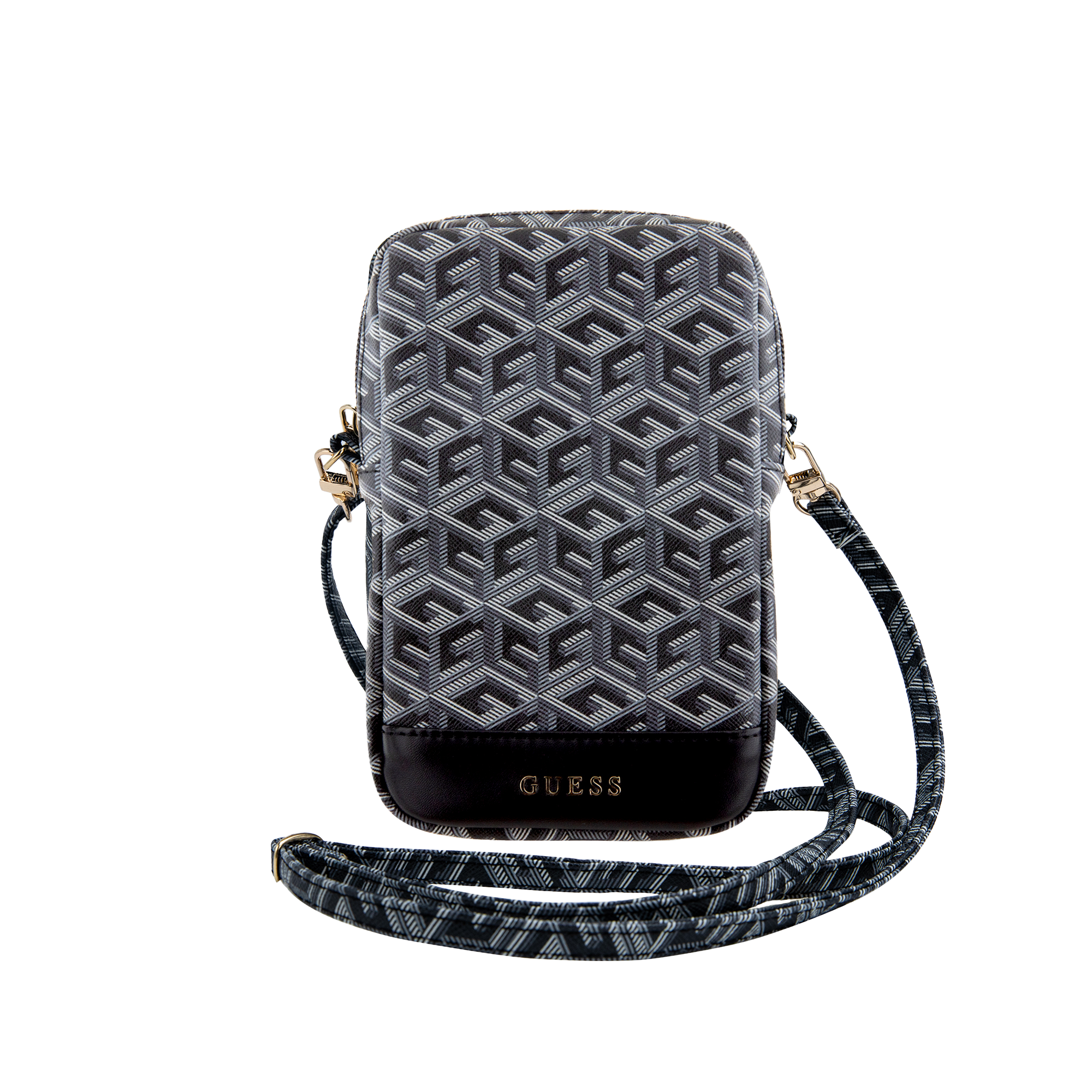 Guess rankinė GUWBZPGCSPGK juodos spalvos Zip GCube Bottom Stripe aprašymas - Prekės nuotrauka