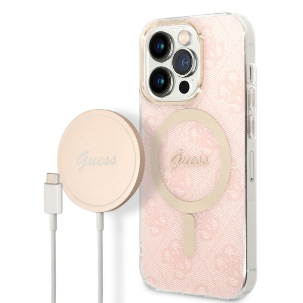 Guess Rinkinys GUBPP13LH4EACSP Dėklas+ Įkroviklis Apple iPhone 13 Pro rožinės spalvos kietas dėklas 4G Print MagSafe aprašymas - Prekės nuotrauka Guess Rinkinys GUBPP13LH4EACSP Dėklas+ Įkroviklis Apple iPhone 13 Pro rožinės spalvos kietas dėklas 4G Print MagSafe aprašymas - Prekės nuotrauka