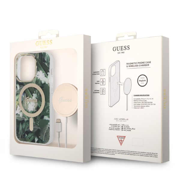 Guess Rinkinys GUBPP14LHJEACSA Dėklas+Įkroviklis Apple iPhone 14 Pro 6,1″ žalias kietas dėklas Jungle MagSafe aprašymas - Prekės nuotrauka Guess Rinkinys GUBPP14LHJEACSA Dėklas+Įkroviklis Apple iPhone 14 Pro 6,1″ žalias kietas dėklas Jungle MagSafe aprašymas - Prekės nuotrauka