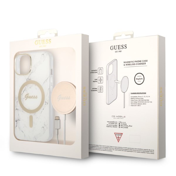 Guess Rinkinys GUBPP14MHMEACSH Dėklas+Įkroviklis Apple iPhone 14 Plus / 15 Plus 6.7″ baltos spalvos kietas dėklas Marble aprašymas - Prekės nuotrauka Guess Rinkinys GUBPP14MHMEACSH Dėklas+Įkroviklis Apple iPhone 14 Plus / 15 Plus 6.7″ baltos spalvos kietas dėklas Marble aprašymas - Prekės nuotrauka