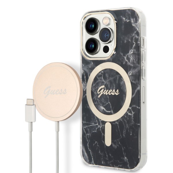 Guess Rinkinys GUBPP14XHMEACSK Dėklas+ Įkroviklis Apple iPhone 14 Pro Max 6,7″ juodos spalvos kietas dėklas Marble MagSa aprašymas - Prekės nuotrauka Guess Rinkinys GUBPP14XHMEACSK Dėklas+ Įkroviklis Apple iPhone 14 Pro Max 6,7″ juodos spalvos kietas dėklas Marble MagSa aprašymas - Prekės nuotrauka