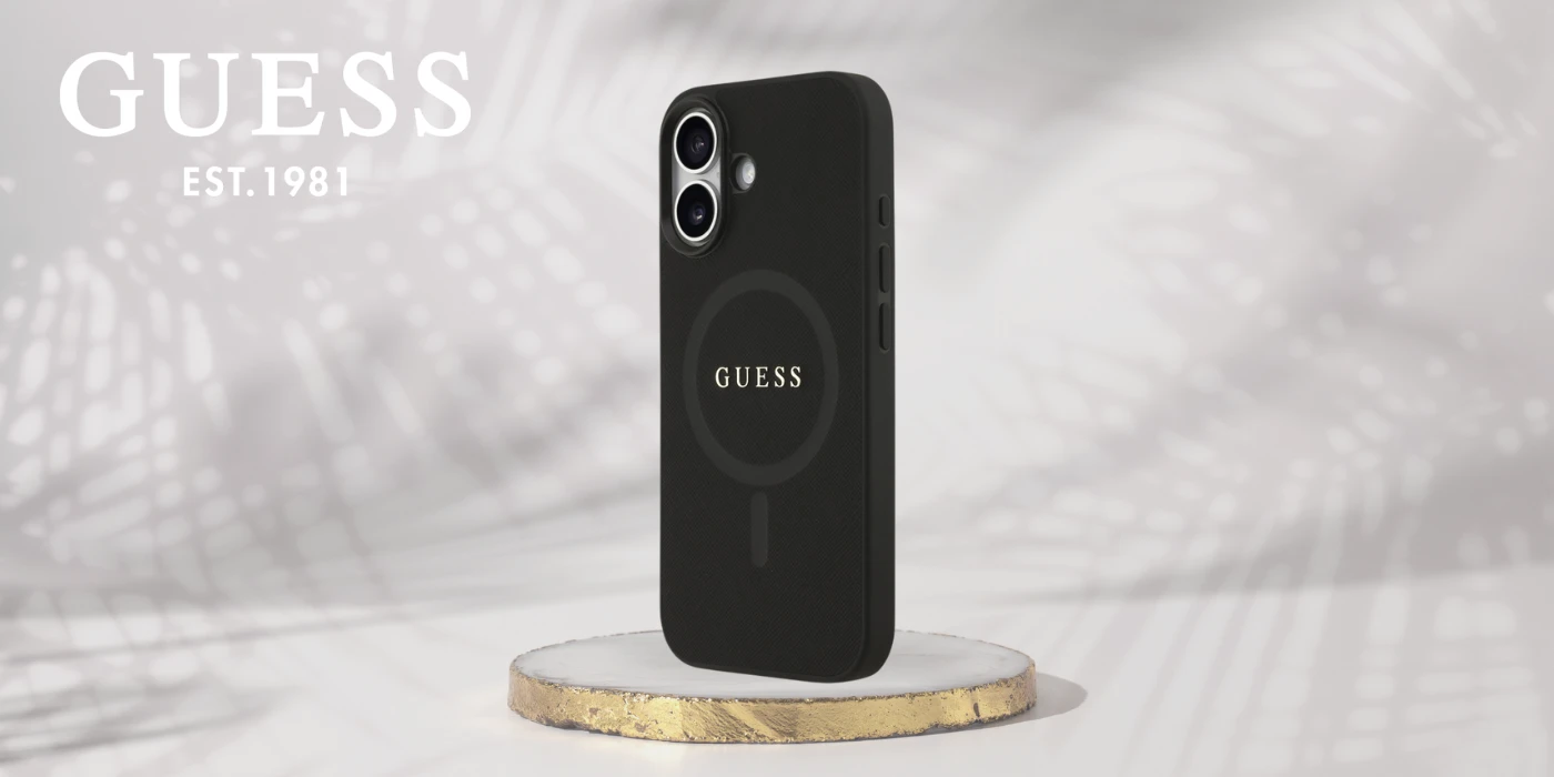 Guess Saffiano Classic Logo MagSafe dėklas skirtas Apple iPhone 17 juodos spalvos aprašymas - Prekės nuotrauka Guess Saffiano Classic Logo MagSafe dėklas skirtas Apple iPhone 17 juodos spalvos aprašymas - Prekės nuotrauka