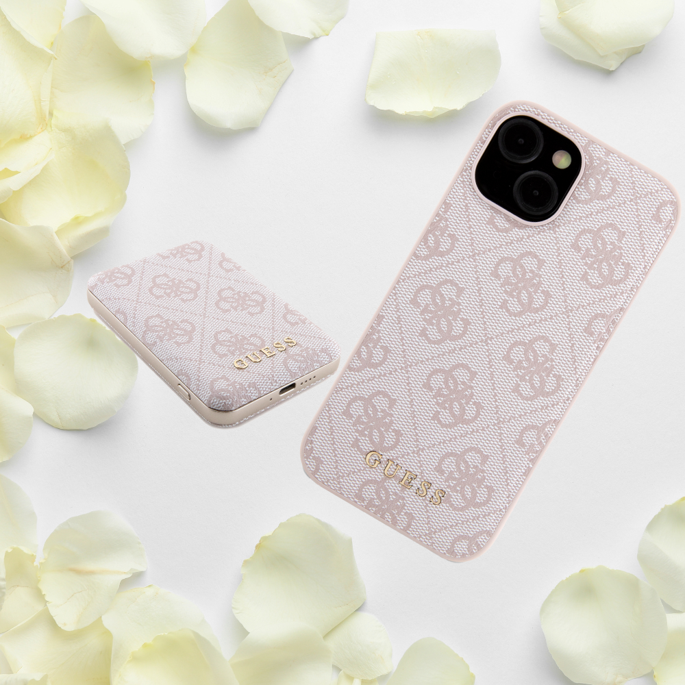 Guess Set GUBPM5P15L4GEMGW iPhone 15 Pro 6.1″ kietas dėklas + Powerbank 5000mAh MagSafe rudos spalvos 4 aprašymas - Prekės nuotrauka