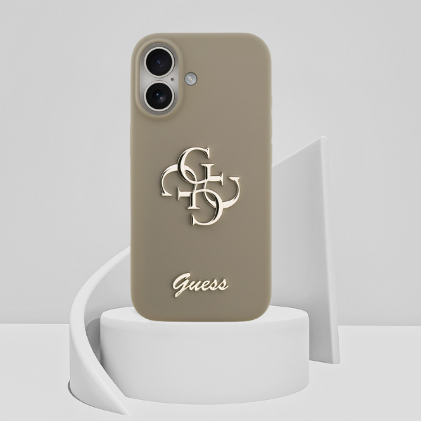 Guess Silicone Big 4G Script Dėklas Apple iPhone 17 rudos spalvos aprašymas - Prekės nuotrauka