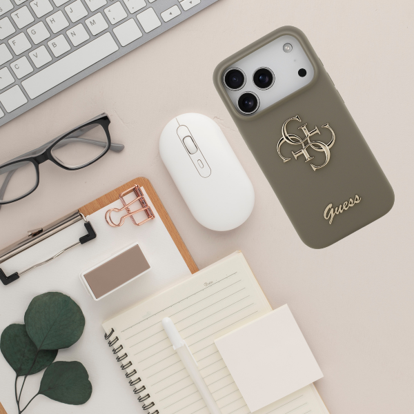 Guess Silicone Big 4G Script Dėklas Apple iPhone 17 Pro rudos spalvos aprašymas - Prekės nuotrauka