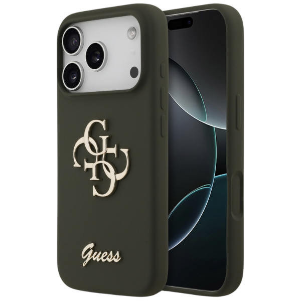 Guess Silicone Big 4G Script dėklas skirtas Apple iPhone 17 Pro khaki aprašymas - Prekės nuotrauka