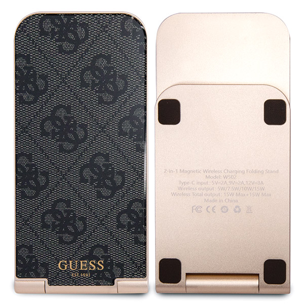 Guess sulankstomas krepšys. indukcinis 2in1 GUDCFAL4PEGK 15W juodos spalvos 4G Pattern MagSafe aprašymas - Prekės nuotrauka