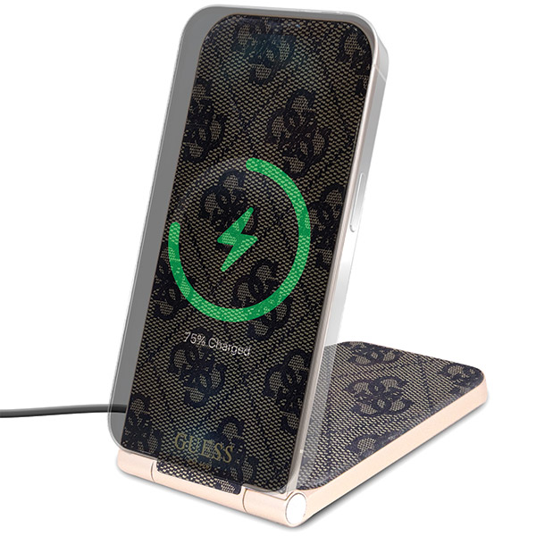 Guess sulankstomas krepšys. indukcinis 2in1 GUDCFAL4PEGW 15W rudos spalvos 4G Pattern MagSafe aprašymas - Prekės nuotrauka