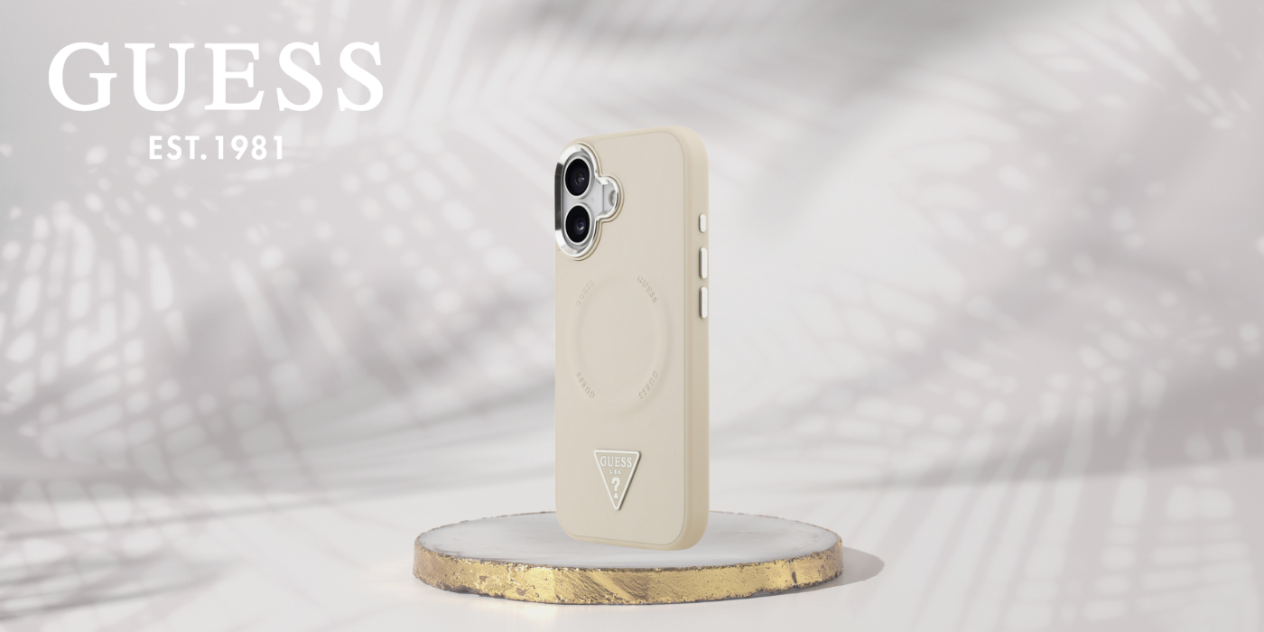 Guess Triangle Logo MagSafe dėklas skirtas Apple iPhone 17 rusvai gelsvas aprašymas - Prekės nuotrauka Guess Triangle Logo MagSafe dėklas skirtas Apple iPhone 17 rusvai gelsvas aprašymas - Prekės nuotrauka