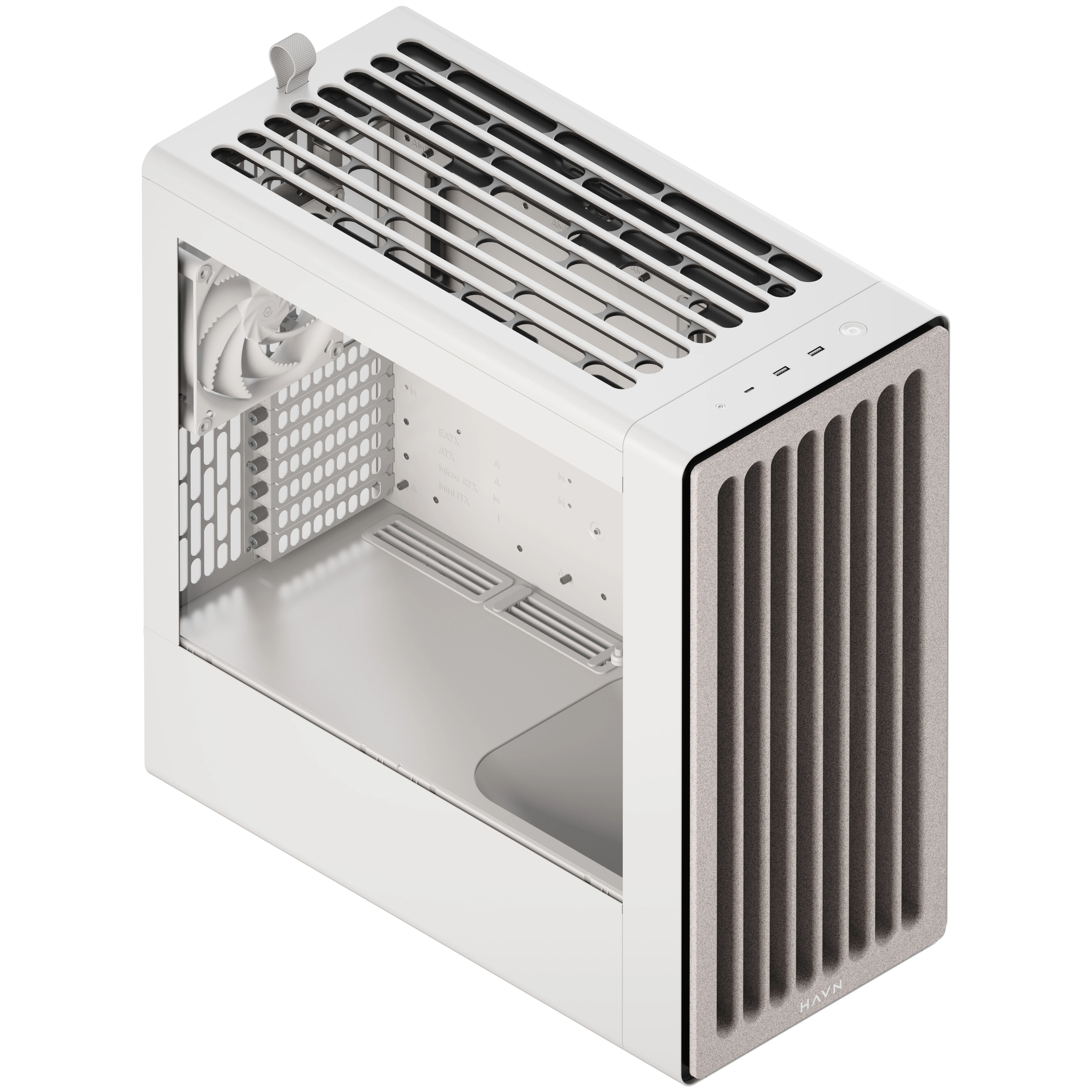HAVN BF 360 Flow PC Case, Midi Tower, E-ATX, Tempered Glass – Baltas aprašymas - Prekės nuotrauka