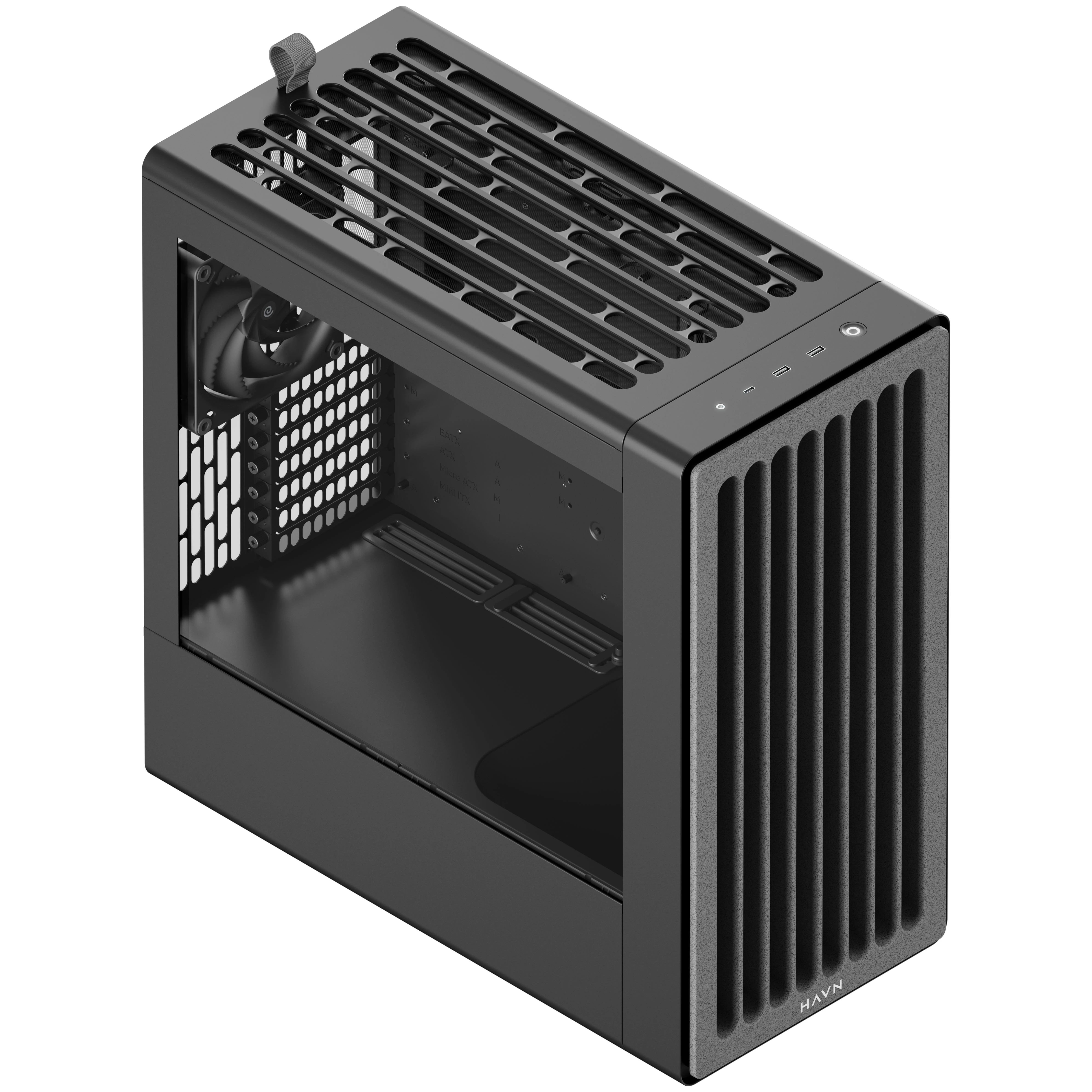 HAVN BF 360 Flow kompiuterio korpusas, Midi bokštas, E-ATX, grūdintas stiklas – Juodas aprašymas - Prekės nuotrauka