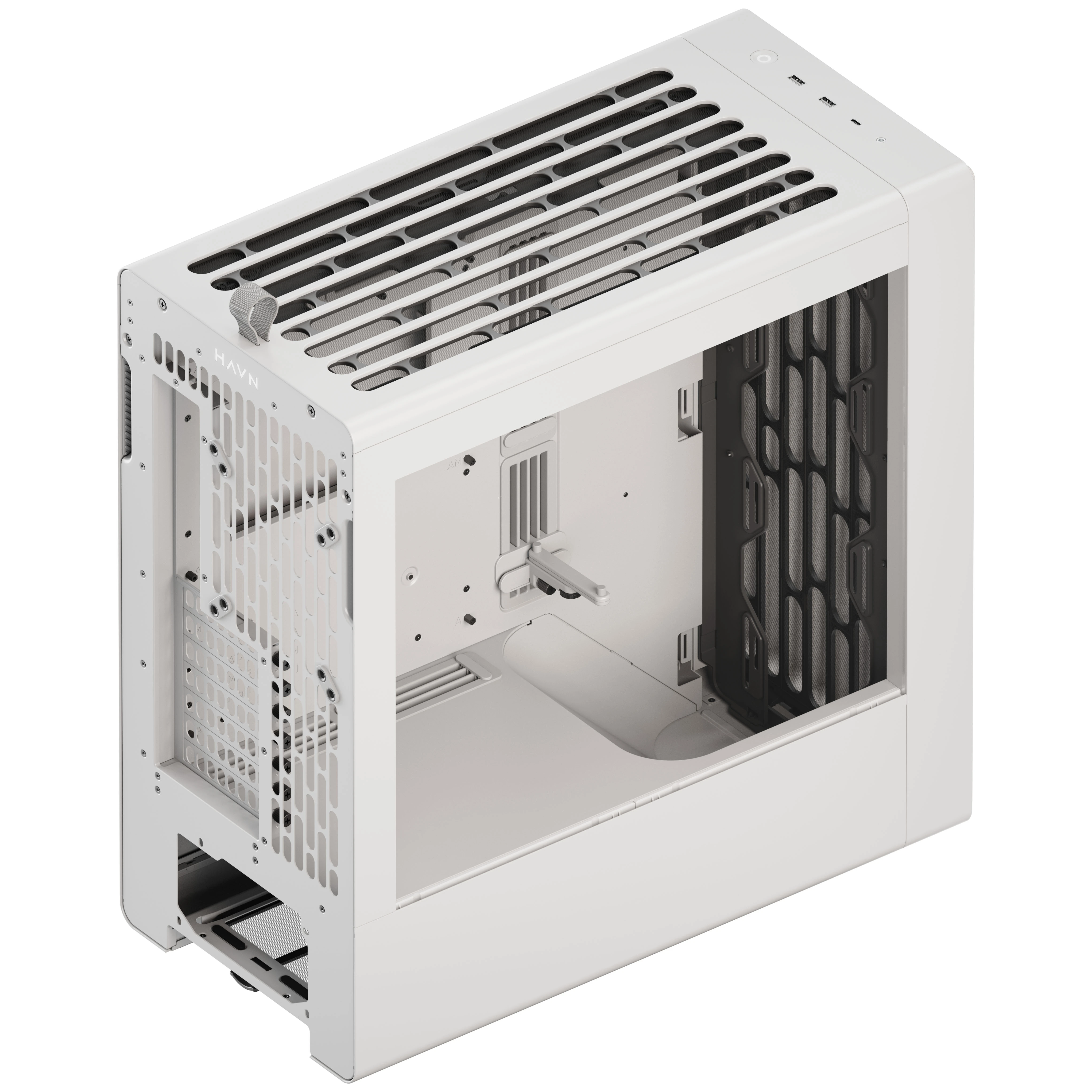 HAVN BF 360 PC Case, Midi Tower, E-ATX, Tempered Glass – Baltas aprašymas - Prekės nuotrauka