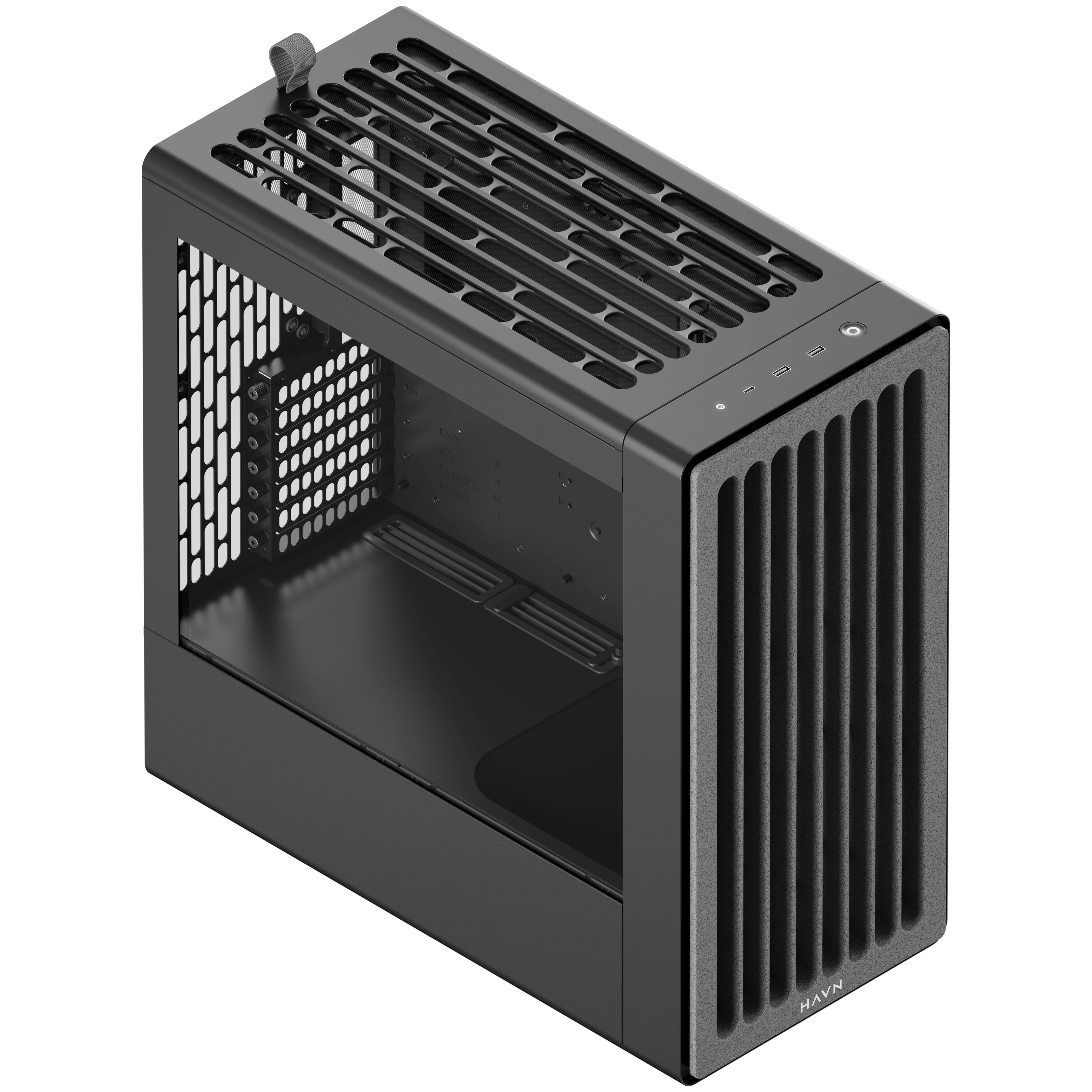 HAVN BF 360 PC Case, Midi Tower, E-ATX, Tempered Glass – Juodas aprašymas - Prekės nuotrauka