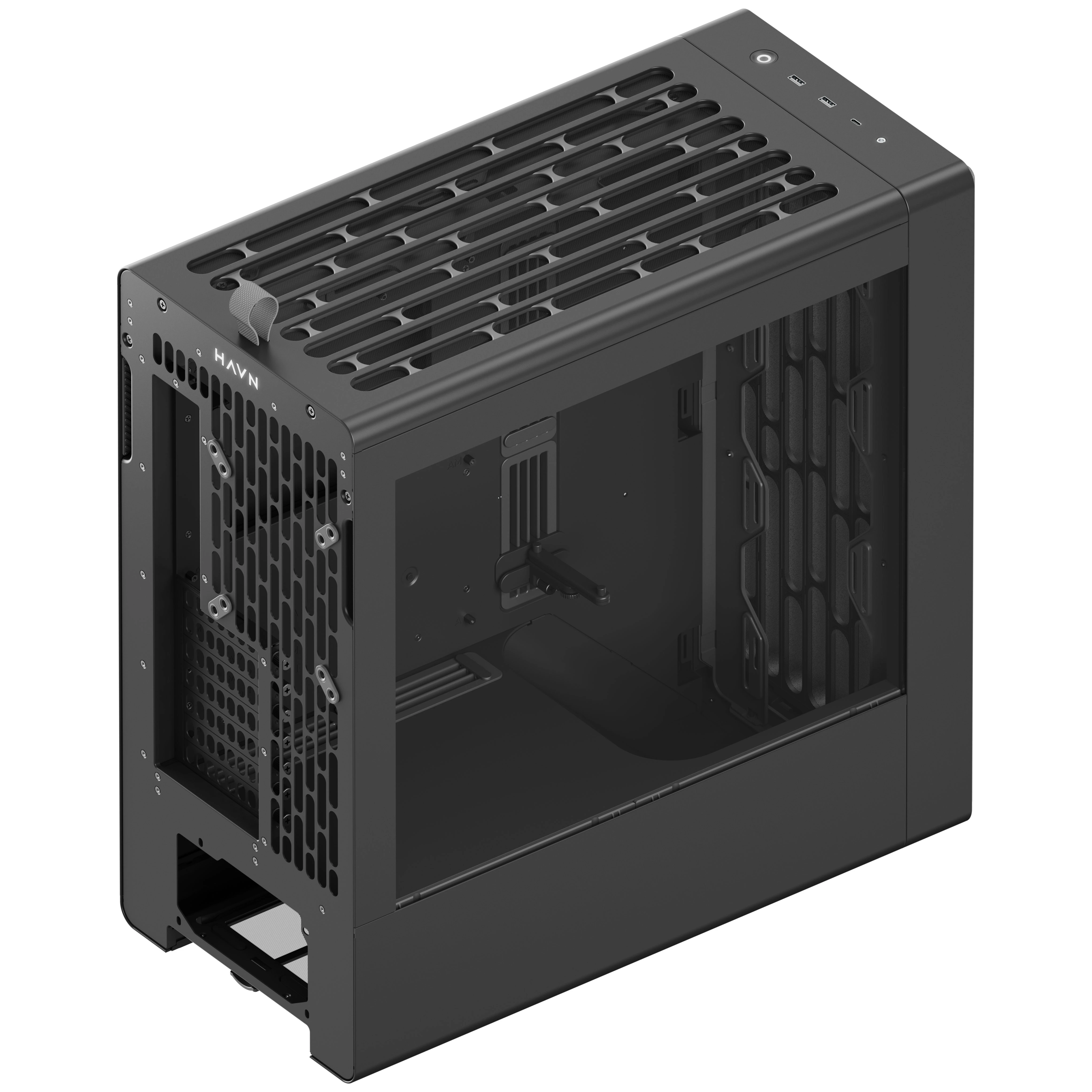 HAVN BF 360 PC Case, Midi Tower, E-ATX, Tempered Glass – Juodas aprašymas - Prekės nuotrauka