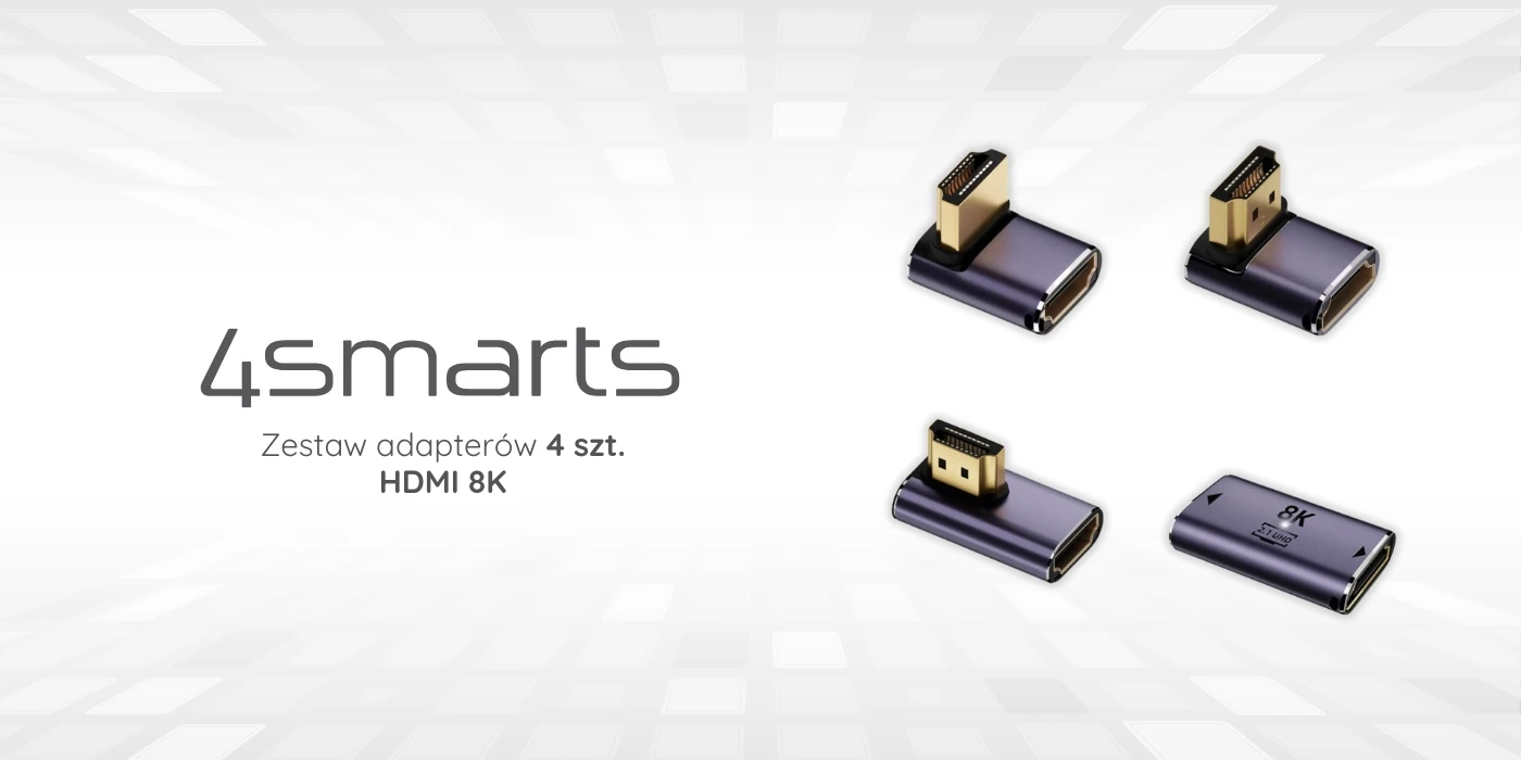 HDMI adapterių rinkinys 4smarts 8K 4 vnt – aukštyn, žemyn, šoninis, kabelio jungtis, pilkos aprašymas - Prekės nuotrauka HDMI adapterių rinkinys 4smarts 8K 4 vnt – aukštyn, žemyn, šoninis, kabelio jungtis, pilkos aprašymas - Prekės nuotrauka