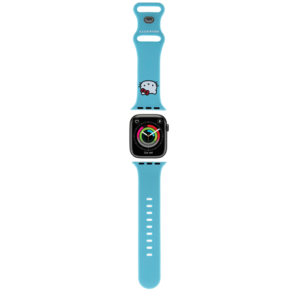 Hello Kitty apyrankė HKAWMSCHBLB Apple Watch 38/40/41mm Mėlyna apyrankė Silicone Kitty Head aprašymas - Prekės nuotrauka