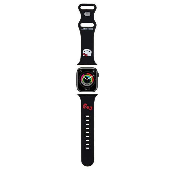 Hello Kitty apyrankė HKAWMSCHBLK Apple Watch 38/40/41mm juodos spalvos apyrankė Silicone Kitty Head aprašymas - Prekės nuotrauka
