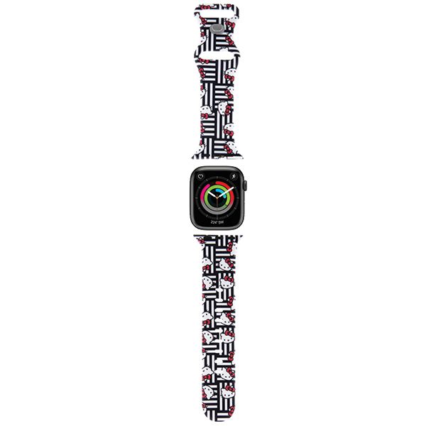 Hello Kitty apyrankė HKAWMSDIESK Apple Watch 38/40/41mm juodos spalvos apyrankė Silicone Heads & Stripes aprašymas - Prekės nuotrauka