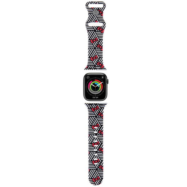 Hello Kitty apyrankė HKAWMSDIEZK Apple Watch 38/40/41mm juodos spalvos apyrankė Silicone Bows & Stripes aprašymas - Prekės nuotrauka