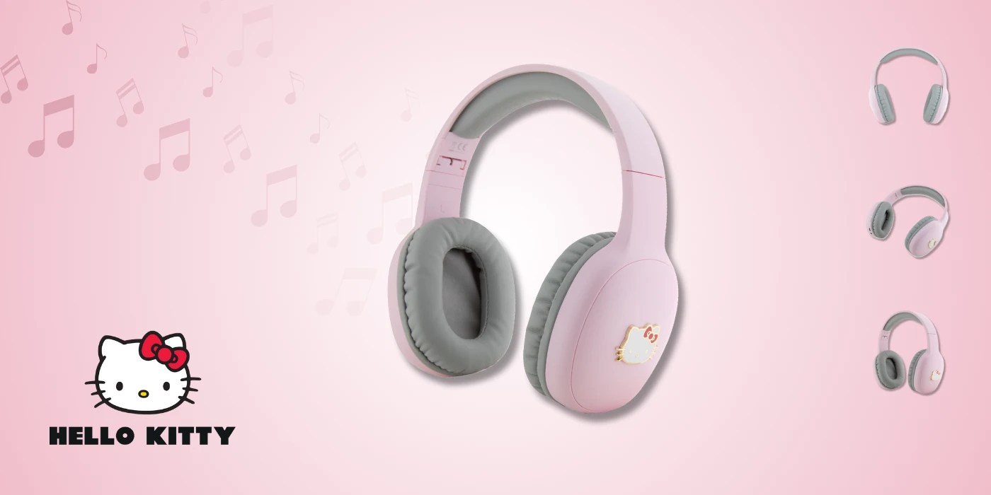 Hello Kitty Bluetooth ausinės HKBHA1BKHLMP rožinės spalvos Metal Logo aprašymas - Prekės nuotrauka Hello Kitty Bluetooth ausinės HKBHA1BKHLMP rožinės spalvos Metal Logo aprašymas - Prekės nuotrauka