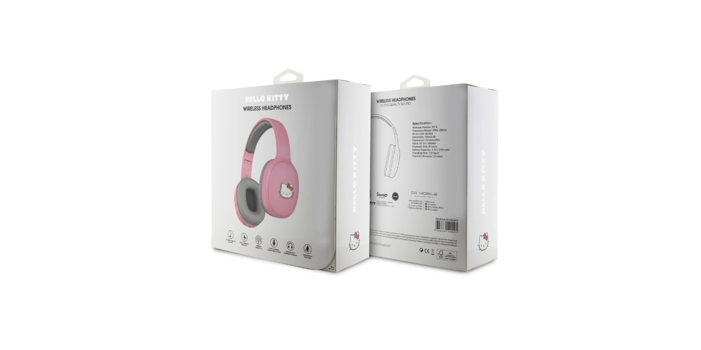 Hello Kitty Bluetooth ausinės HKBHA1BKHLMP rožinės spalvos Metal Logo aprašymas - Prekės nuotrauka Hello Kitty Bluetooth ausinės HKBHA1BKHLMP rožinės spalvos Metal Logo aprašymas - Prekės nuotrauka