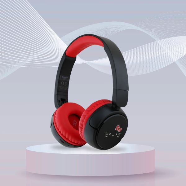 Hello Kitty Face Logo Bluetooth Ausinės raudonos spalvos aprašymas - Prekės nuotrauka