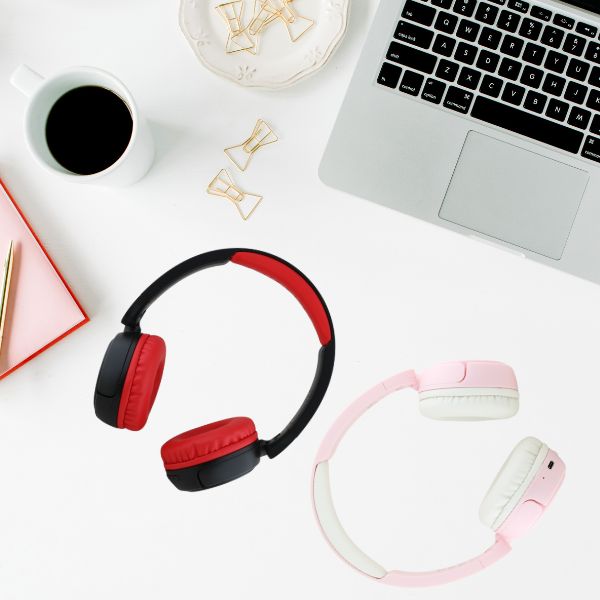 Hello Kitty Face Logo Bluetooth Ausinės raudonos spalvos aprašymas - Prekės nuotrauka