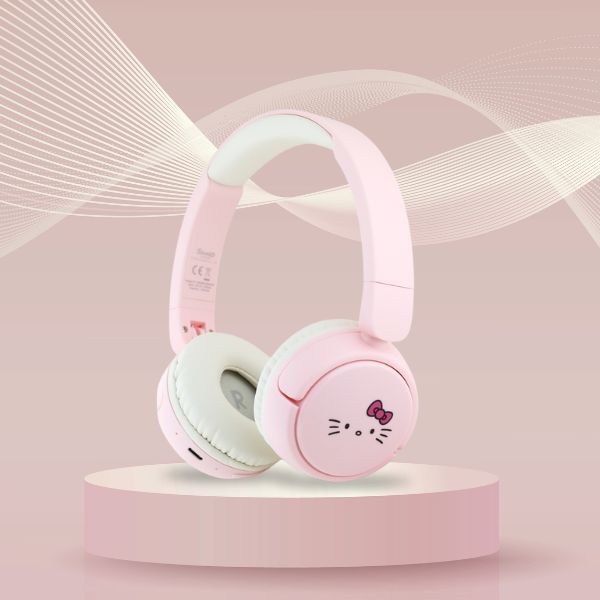 Hello Kitty Face Logo Bluetooth Ausinės rožinės spalvos aprašymas - Prekės nuotrauka Hello Kitty Face Logo Bluetooth Ausinės rožinės spalvos aprašymas - Prekės nuotrauka