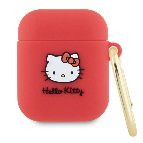 Hello Kitty HKA23DKHSF AirPods 1/2 Dėklas Fuchsia Silicone 3D Kitty Head aprašymas - Prekės nuotrauka