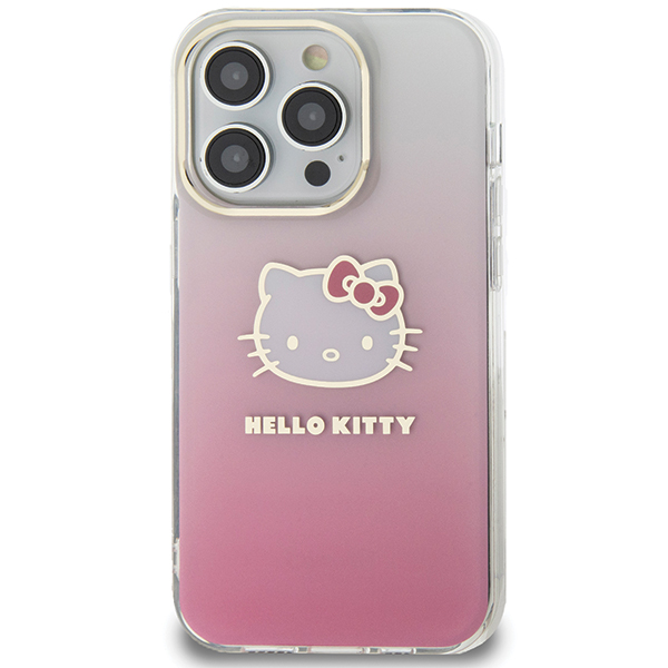 Hello Kitty HKHCP14LHDGKEP Apple iPhone 14 Pro 6.1″ rožinės spalvos kietas dėklas IML Gradient Electrop Kitty Head aprašymas - Prekės nuotrauka