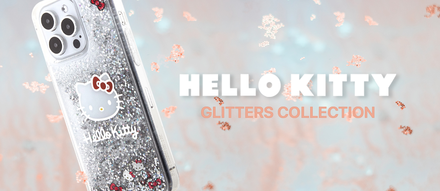 Hello Kitty HKHCP14SLIKHET iPhone 14 / 15 / 13 6.1″ sidabrinis kietas dėklas Liquid Glitter Charms Kit aprašymas - Prekės nuotrauka