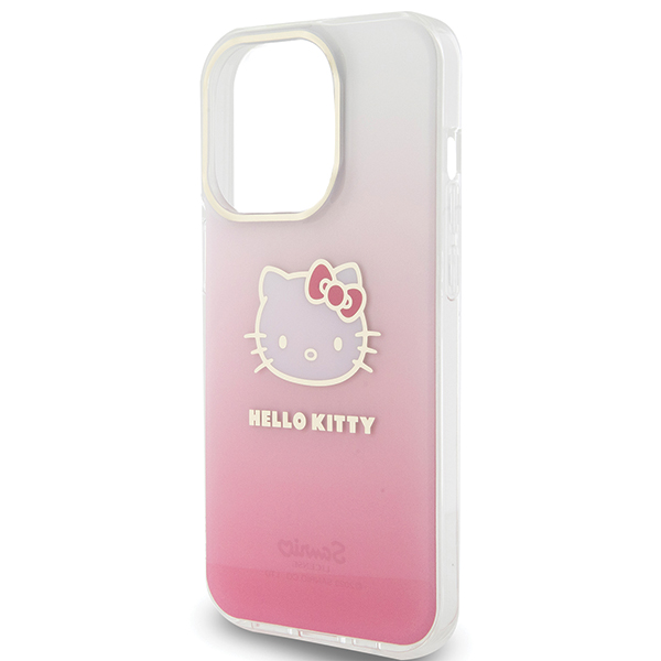 Hello Kitty HKHCP15LHDGKEP Apple iPhone 15 Pro 6.1″ rožinės spalvos kietas dėklas IML Gradient Electrop Kitty Head aprašymas - Prekės nuotrauka